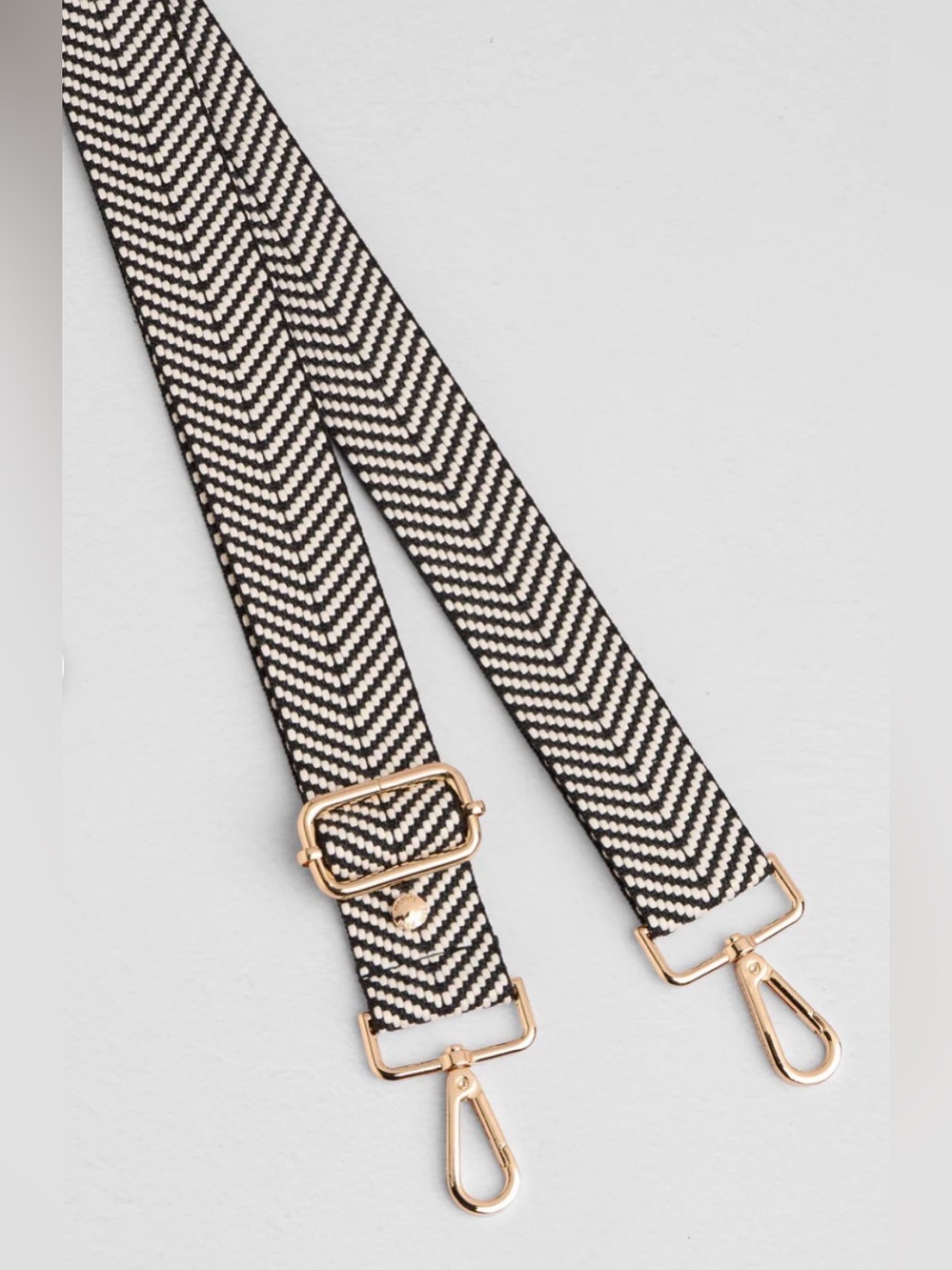 Pom Pom London Black-White Chevron Strap NEW